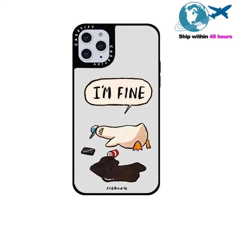 

CASETIFY Fall Down Duck Mirror Case For IPhone 11 12 13 14ProMax 11 12 13 14Pro XsMax XR 6S 7 8 SE 7P 8P 14Plus Back Cover E0529