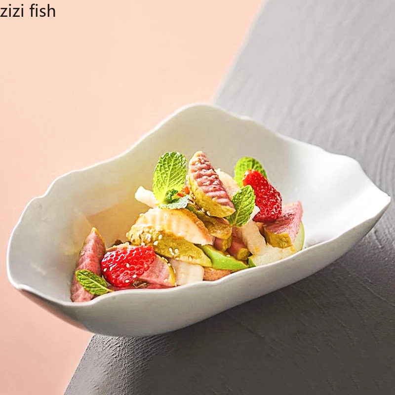 Creative Ceramic Dinner Bowl Home Furnishing Irregular Shaped Tableware Salad Bowls Restaurant Special Tableware Dessert Plate
Creative Ceramic Dinner Bowl Home Furnishing Irregular Shaped Tableware Salad Bowls Restaurant Special Tableware Dessert Plate