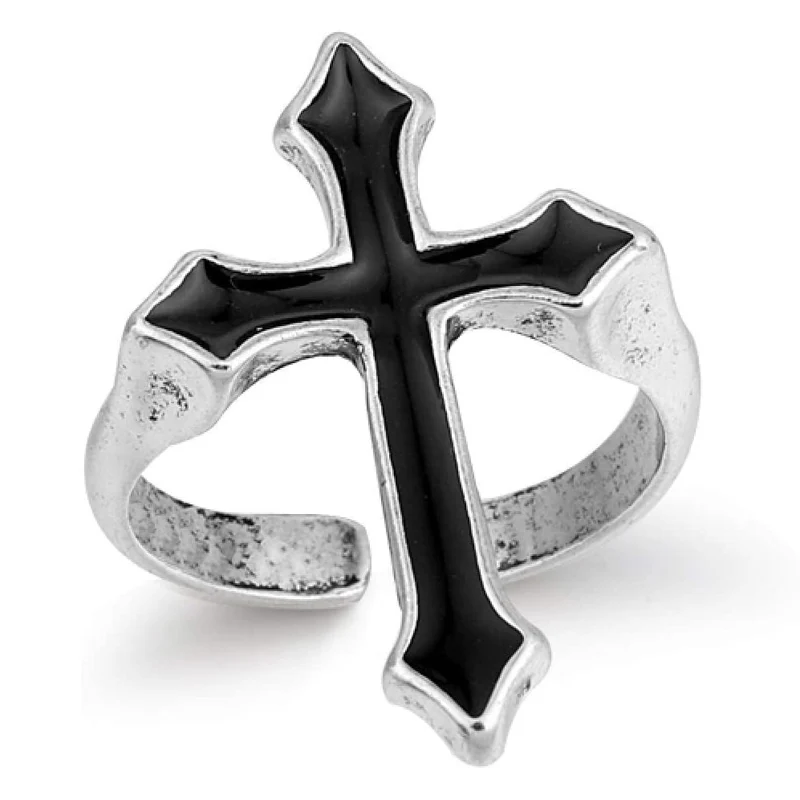 Vintage Black Cross Ring Silver Alloy Open Adjustable Rings Christ Ring Opening Free Size Finger Jewelry Rings for Women Men
Vintage Black Cross Ring Silver Alloy Open Adjustable Rings Christ Ring Opening Free Size Finger Jewelry Rings for Women Men
