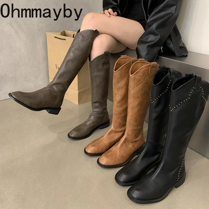Designer Women's Knee High Boots Fashion Round Toe Long Booties Ladies Elegant Low Heel Shoes Women's Knight Bootties
Designer Women's Knee High Boots Fashion Round Toe Long Booties Ladies Elegant Low Heel Shoes Women's Knight Bootties