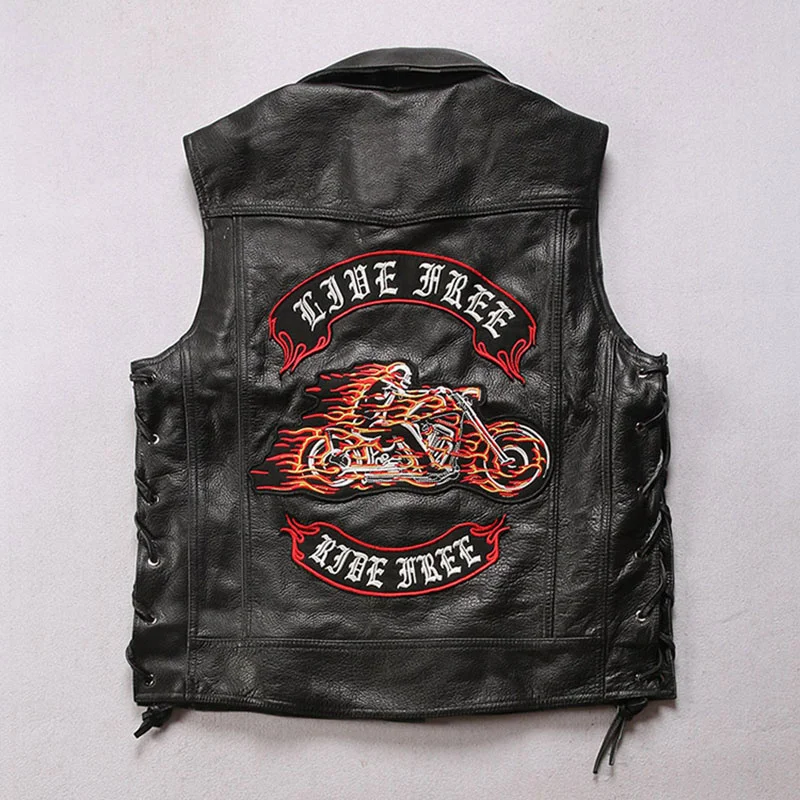 Recreational Motorcycle Genuine Leather Vest Men's Club Flame Knight First Layer Leather Vest
Recreational Motorcycle Genuine Leather Vest Men's Club Flame Knight First Layer Leather Vest