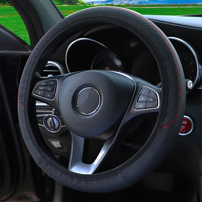 Sport Car Steering Wheel Covers Anti-Slip Leather Auto Steering-wheel Cover Car-styling Steering wheel protective cover
Sport Car Steering Wheel Covers Anti-Slip Leather Auto Steering-wheel Cover Car-styling Steering wheel protective cover