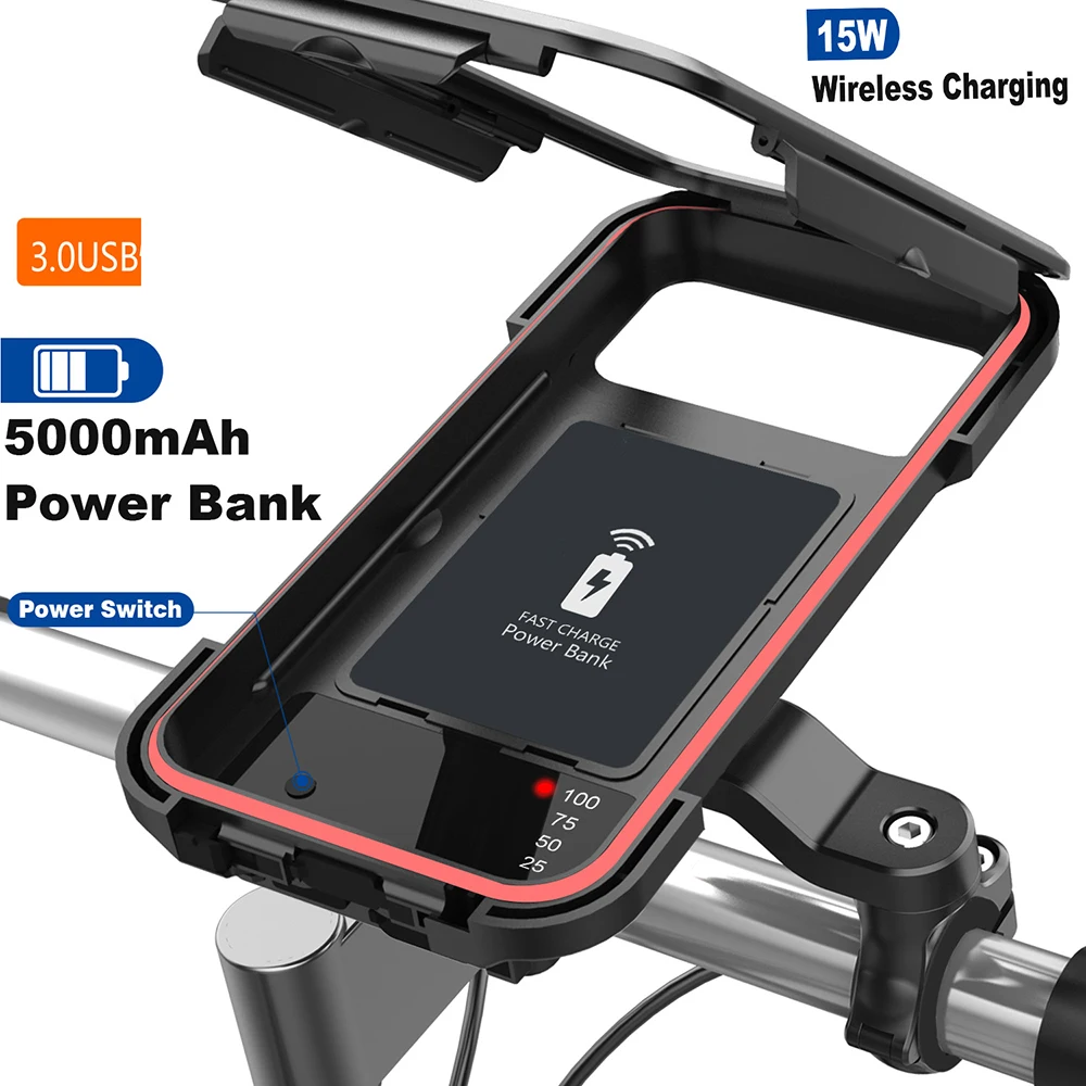 Wireless Charging Bicycle Phone Holder 360 Degree Adjustable Waterproof Universal Bike Motorcycle Handlebar Mount Bracket Bag 
Wireless Charging Bicycle Phone Holder 360 Degree Adjustable Waterproof Universal Bike Motorcycle Handlebar Mount Bracket Bag