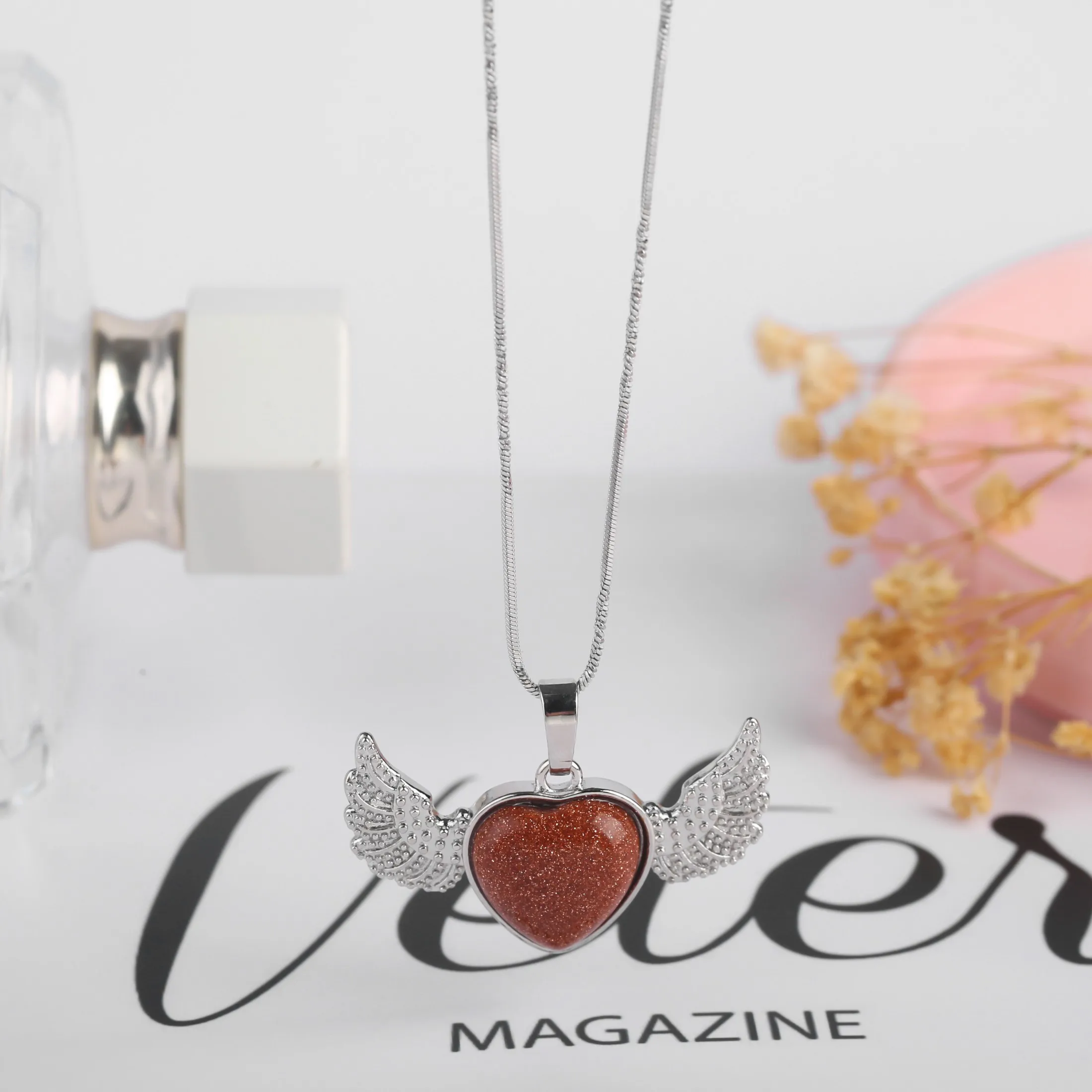 Fashion Heart Natural Stone Pendant Necklace Silver Color Chain For Women Wedding Angel Wings Aesthetic Jewelry
Fashion Heart Natural Stone Pendant Necklace Silver Color Chain For Women Wedding Angel Wings Aesthetic Jewelry