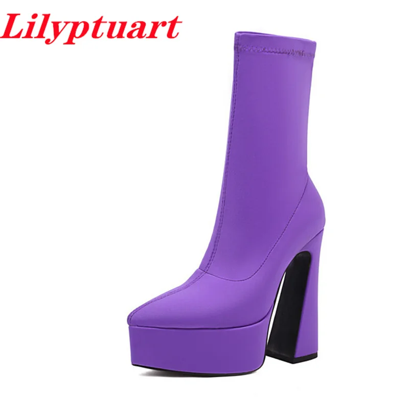 Ботильоны LILYPTUART ZA на платформе для женщин, модные пикантные эластичные ботинки на высоком каблуке с острым носком, роскошная дизайнерская о... 
Ботильоны LILYPTUART ZA на платформе для женщин, модные пикантные эластичные ботинки на высоком каблуке с острым носком, роскошная дизайнерская о...