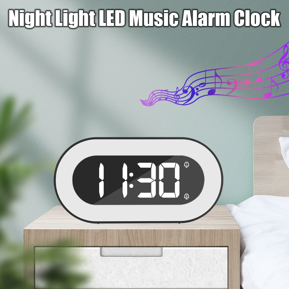 USB Powered Night Light Digital Alarm Clock With Touch Snooze Music Table Clock Electronic Desktop Clock
USB Powered Night Light Digital Alarm Clock With Touch Snooze Music Table Clock Electronic Desktop Clock