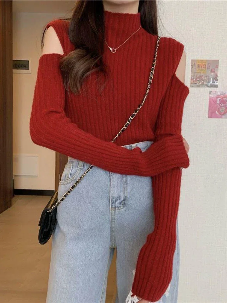 Off Shoulder Women's Sweater 2023 New Knit Half High Collar Solid Color Women Slim Fit Thin Sweater Top Korean Style Clothes
Off Shoulder Women's Sweater 2023 New Knit Half High Collar Solid Color Women Slim Fit Thin Sweater Top Korean Style Clothes
