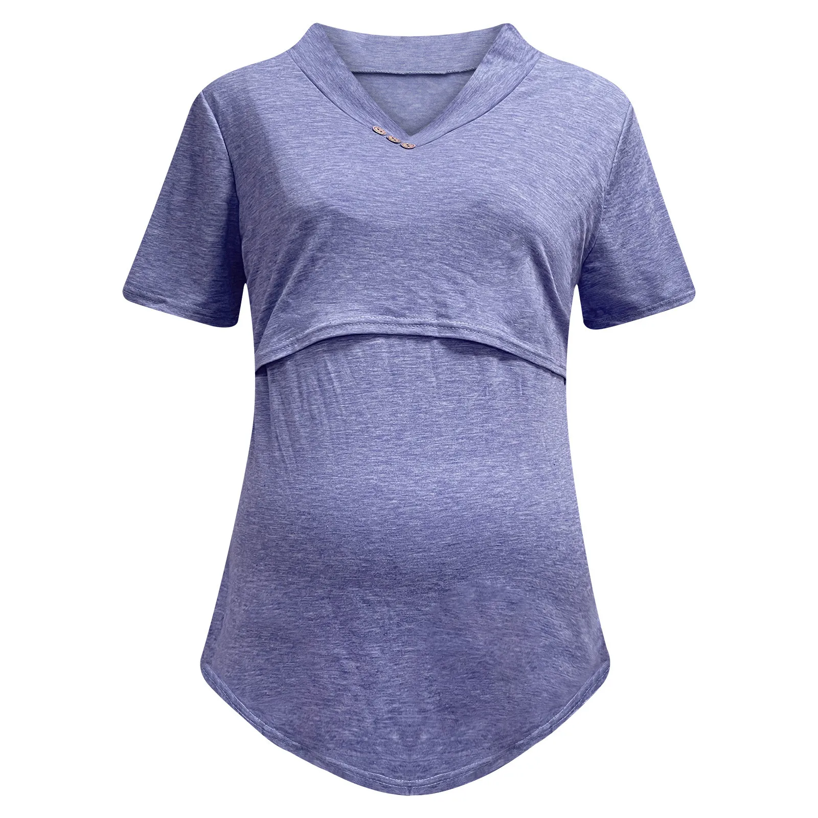 Футболка для беременных с V-образным вырезом весенне-летняя однотонная блузка