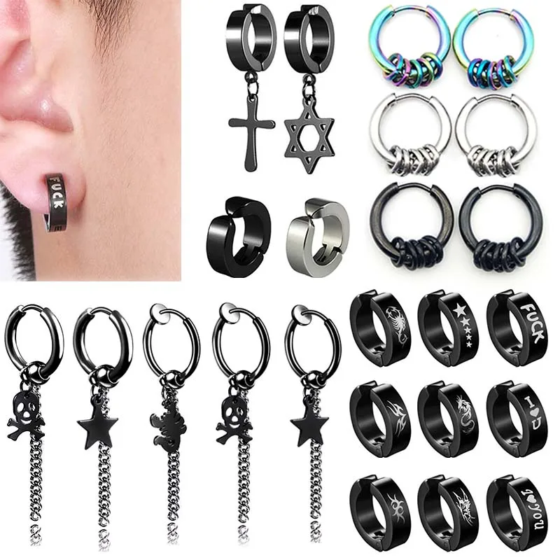 Stainless Steel Painless Ear Clip Earrings For Men/Women Punk Black Non Piercing Fake Earrings Jewelry Gifts 
Stainless Steel Painless Ear Clip Earrings For Men/Women Punk Black Non Piercing Fake Earrings Jewelry Gifts