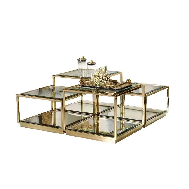 New Design living room home Furniture Stainless steel Square Coffee table Golden color Glass Top Centre Table
New Design living room home Furniture Stainless steel Square Coffee table Golden color Glass Top Centre Table