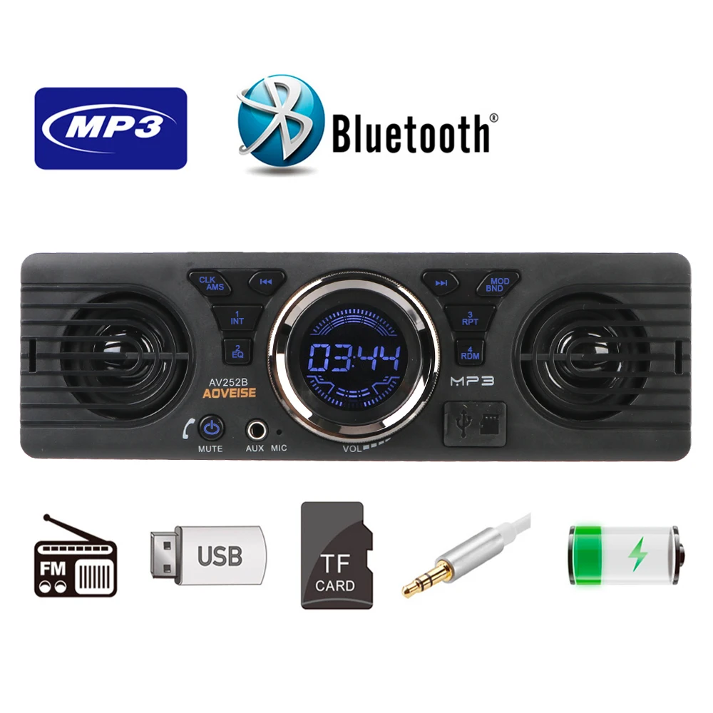

Bluetooth Hands-free USB TF Card AUX Input FM Audio 1 Din MP3 Player Auto-radio Phone Charging Car Radio Built-in 2 Speakers