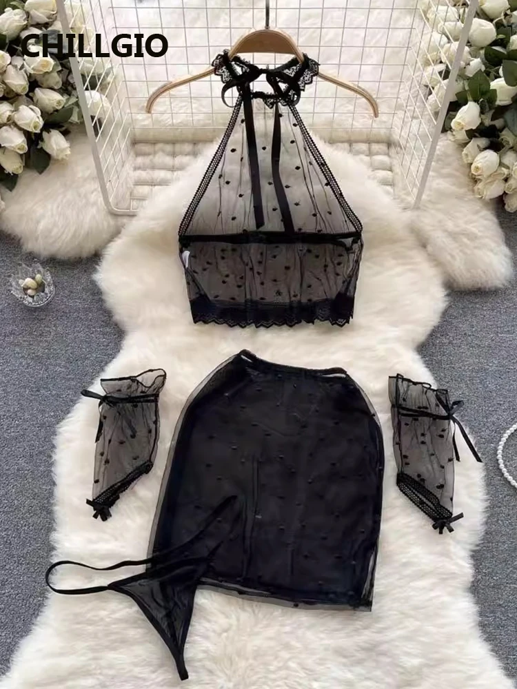 CHILLGIO Women Sexy Transparent Polka Dot Pajamas Suits Fashion Vintage Hotsweet Sleepwear Bodycon Erotic 4 Piece Mesh Skirt Set
CHILLGIO Women Sexy Transparent Polka Dot Pajamas Suits Fashion Vintage Hotsweet Sleepwear Bodycon Erotic 4 Piece Mesh Skirt Set
