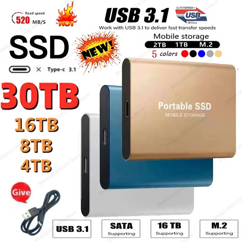 M.2 SSD 2TB Portable USB Hard Drive 128TB HD External USB3.1 High Speed Hard Drive Type-C Hard Disks Storage Device for Laptop
M.2 SSD 2TB Portable USB Hard Drive 128TB HD External USB3.1 High Speed Hard Drive Type-C Hard Disks Storage Device for Laptop