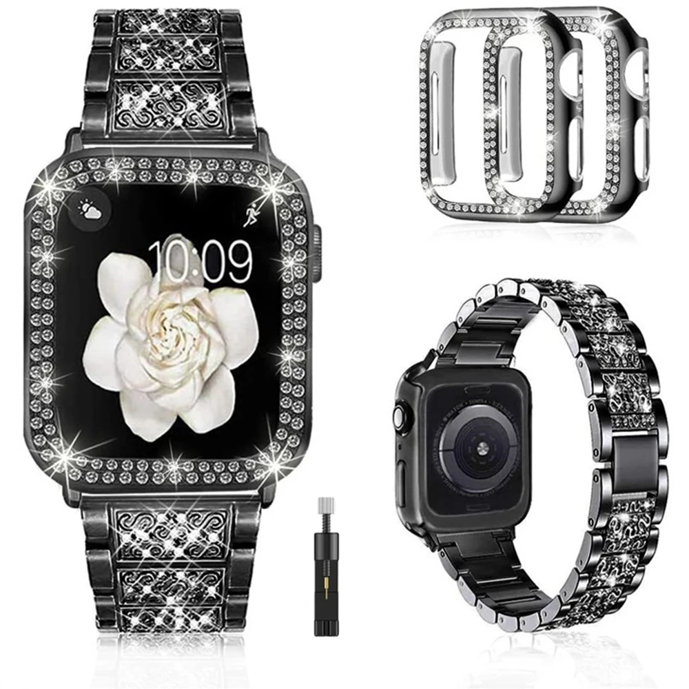Металлический ремешок + чехол для Apple Watch Band 45 мм 41 мм 44 мм 40 мм 42 мм 38 мм, женский браслет с бриллиантами для iWatch 8 7 6 5 4 SE, чехол
Металлический ремешок + чехол для Apple Watch Band 45 мм 41 мм 44 мм 40 мм 42 мм 38 мм, женский браслет с бриллиантами для iWatch 8 7 6 5 4 SE, чехол