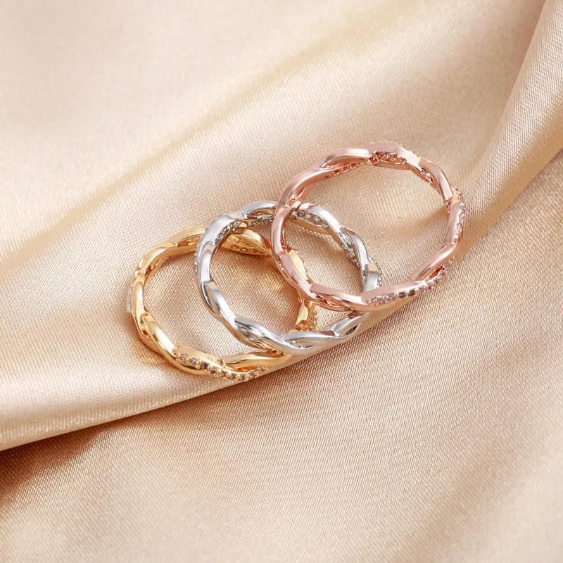 Wedding Ring For Women Simple Classical Rose Gold Color Crystal Brass Rings Twisted Women's Ring Fashion Jewelry Accessories
Wedding Ring For Women Simple Classical Rose Gold Color Crystal Brass Rings Twisted Women's Ring Fashion Jewelry Accessories