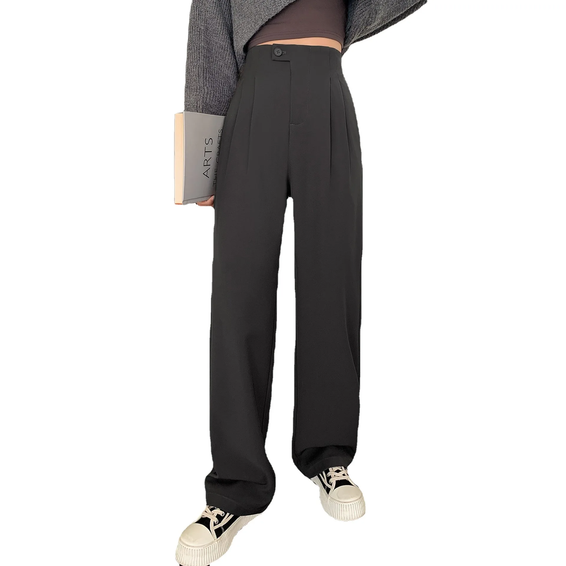 Брюки женские Костюмные с высокой талией, элегантные однотонные повседневные рабочие брюки с широкими штанинами, с эластичным поясом, весна-лето 2023
Брюки женские Костюмные с высокой талией, элегантные однотонные повседневные рабочие брюки с широкими штанинами, с эластичным поясом, весна-лето 2023