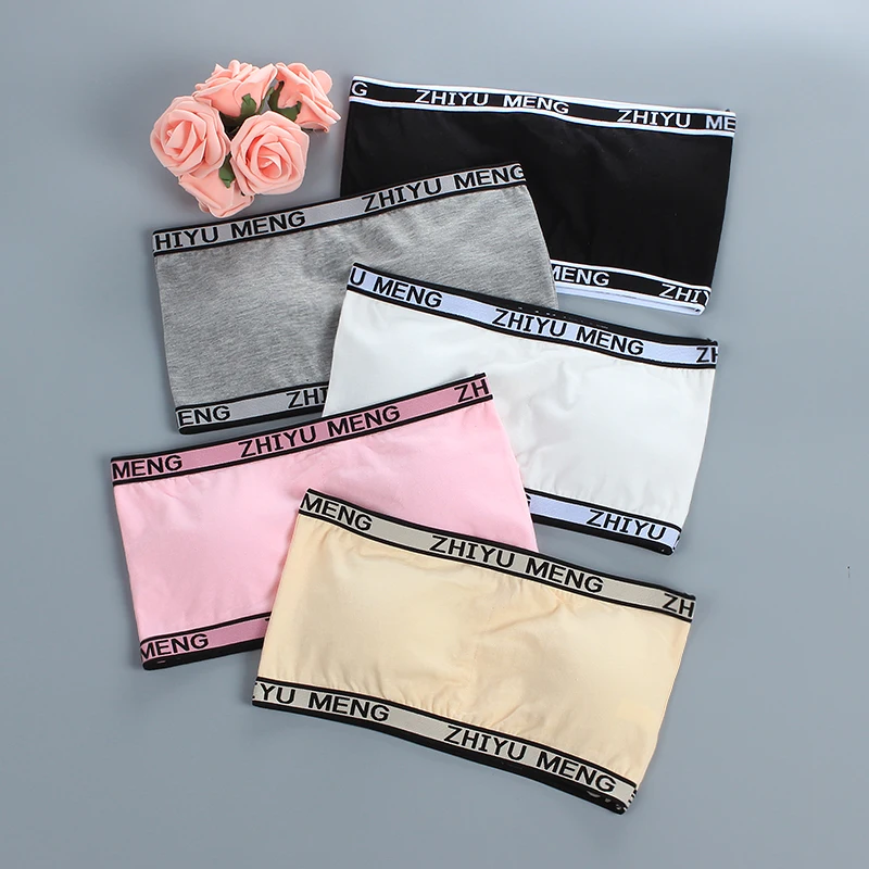 Strapless candy color pure cotton girl development letter Strapless student vest underwear wrapped sports bra
Strapless candy color pure cotton girl development letter Strapless student vest underwear wrapped sports bra