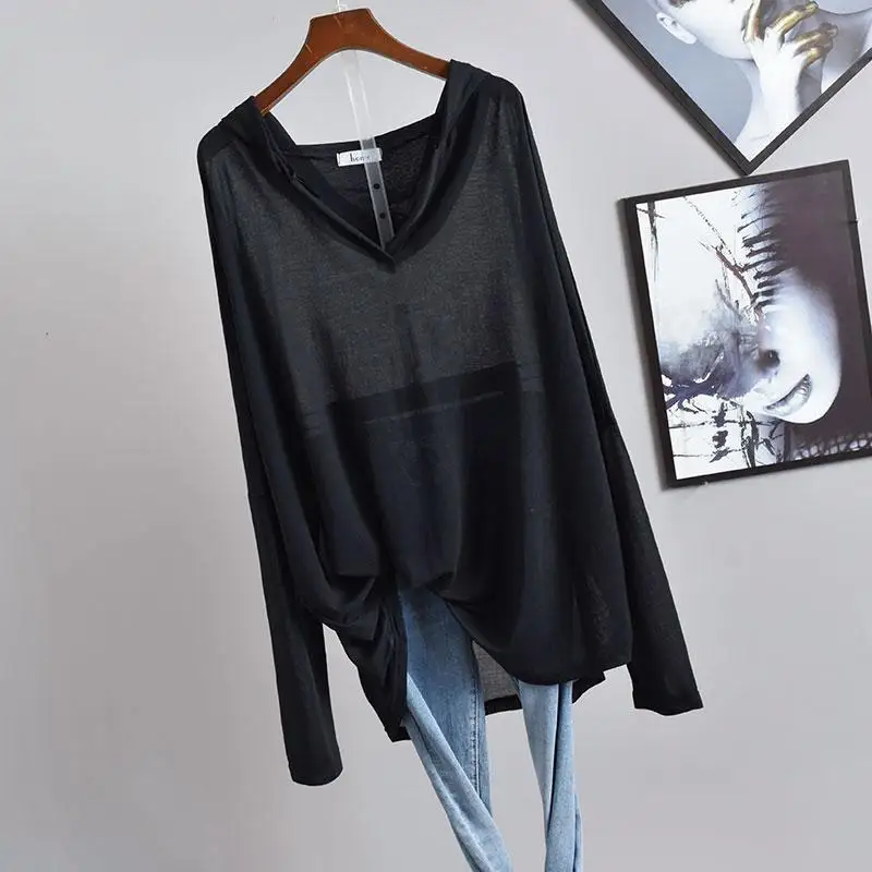 Thin Style Hooded V-neck Pullovers 2023 Spring Summer New Solid Color Loose Long Sleeve Tops Casual Fashion Chiffon Shirt
Thin Style Hooded V-neck Pullovers 2023 Spring Summer New Solid Color Loose Long Sleeve Tops Casual Fashion Chiffon Shirt