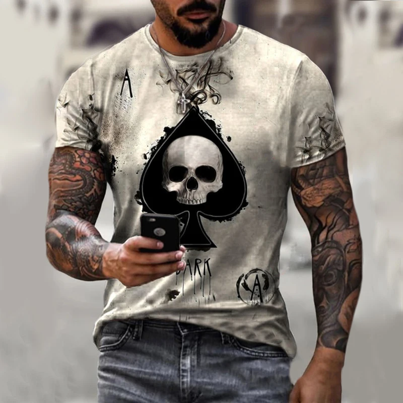 Summer popular ace of spades skull print men's sports leisure travel breathable fast dry T-shirt street top
Summer popular ace of spades skull print men's sports leisure travel breathable fast dry T-shirt street top