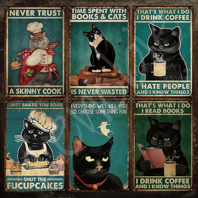 Cat Metal Sign Time Spent with Books and Cats Vintage Tin Sign Cute Animal Metal Plate Plaque Iron Painting for Room Wall Decor
Cat Metal Sign Time Spent with Books and Cats Vintage Tin Sign Cute Animal Metal Plate Plaque Iron Painting for Room Wall Decor