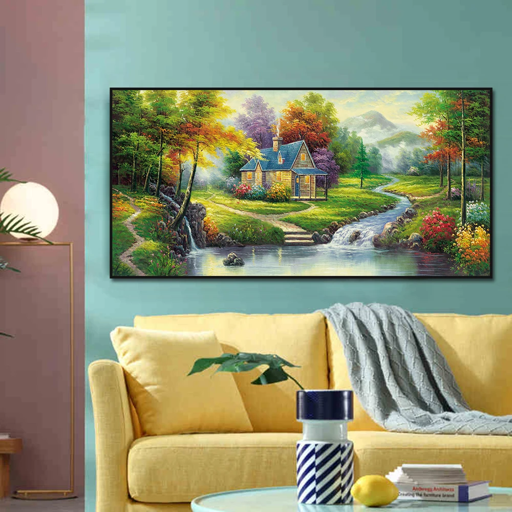 Abstract House Garden River Trees Painting Printed On Canvas Nordic Wall Art Poster And Prints For Living Room Decor
Abstract House Garden River Trees Painting Printed On Canvas Nordic Wall Art Poster And Prints For Living Room Decor