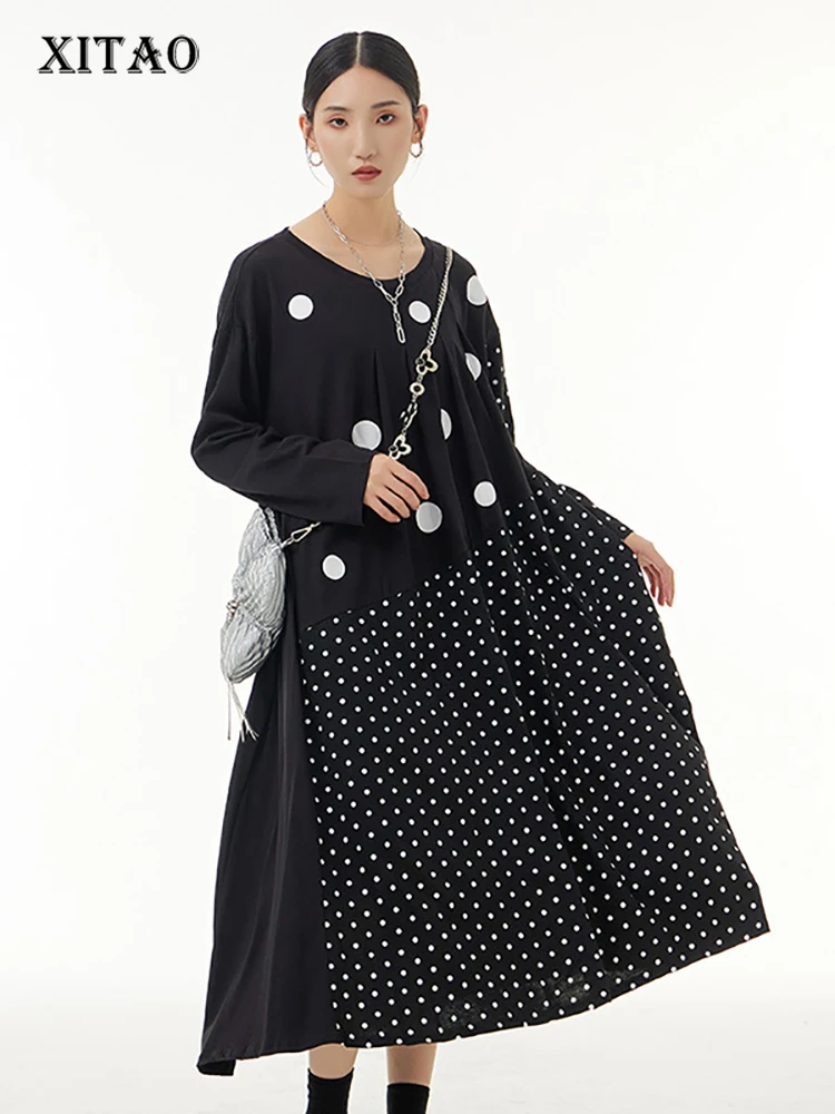 XITAO Asymmetrical Dot Splicing Dress Loose Fashion Contrast Color Simplicity Casual O-neck Women Autumn New Long Sleeve ZY7875
XITAO Asymmetrical Dot Splicing Dress Loose Fashion Contrast Color Simplicity Casual O-neck Women Autumn New Long Sleeve ZY7875