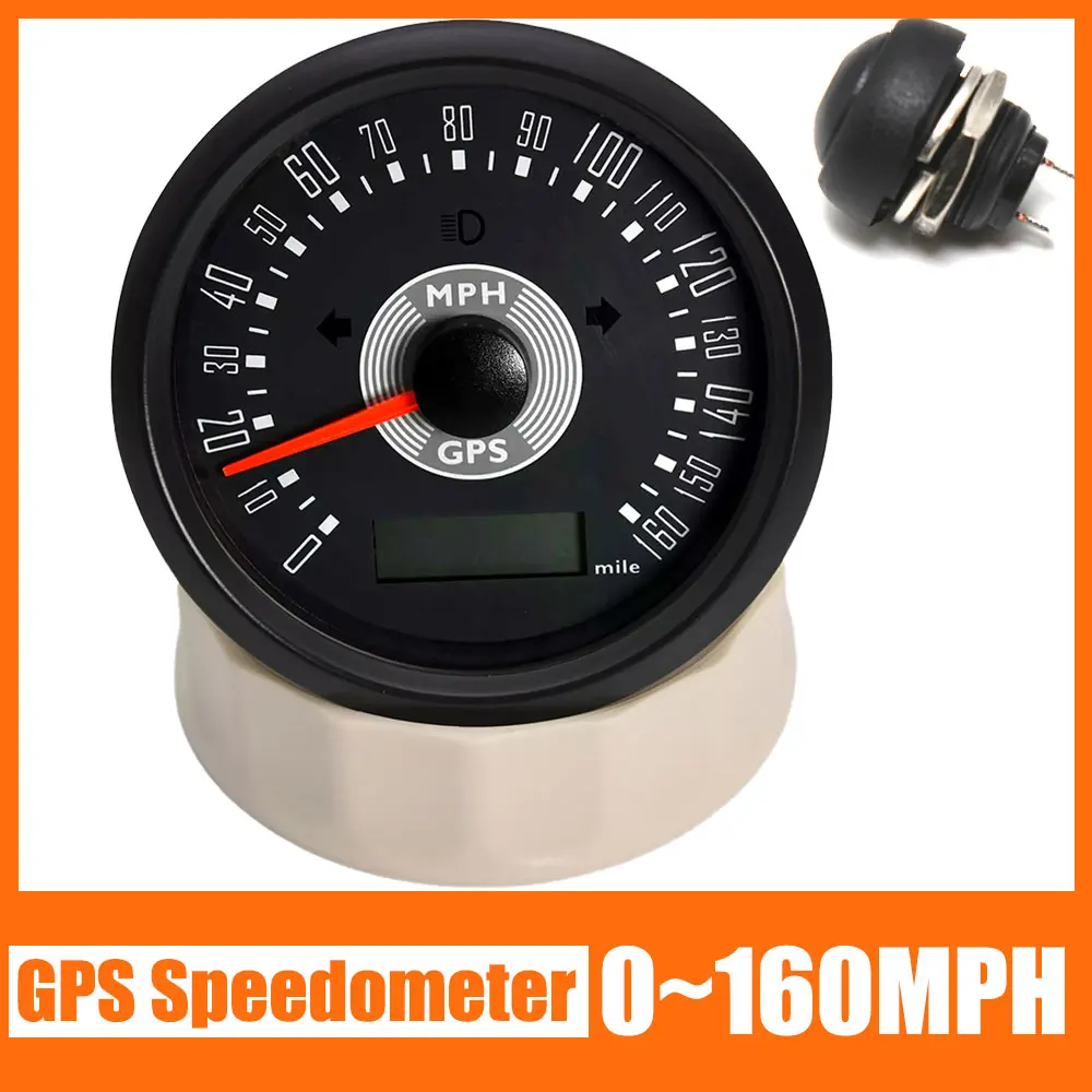 

85mm GPS Speedometer Classical 0-160MPH Speed Gauge Digital Odometer Turn Signal With GPS Antenna Motorcycle Marine Boat 12V 24V