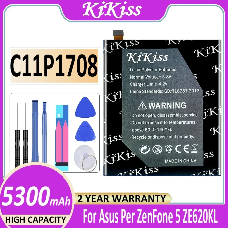 Мощная батарея KiKiss C11P1708 5300 мАч для Asus Per ZenFone 5 ZenFone5 ZE620KL Bateria