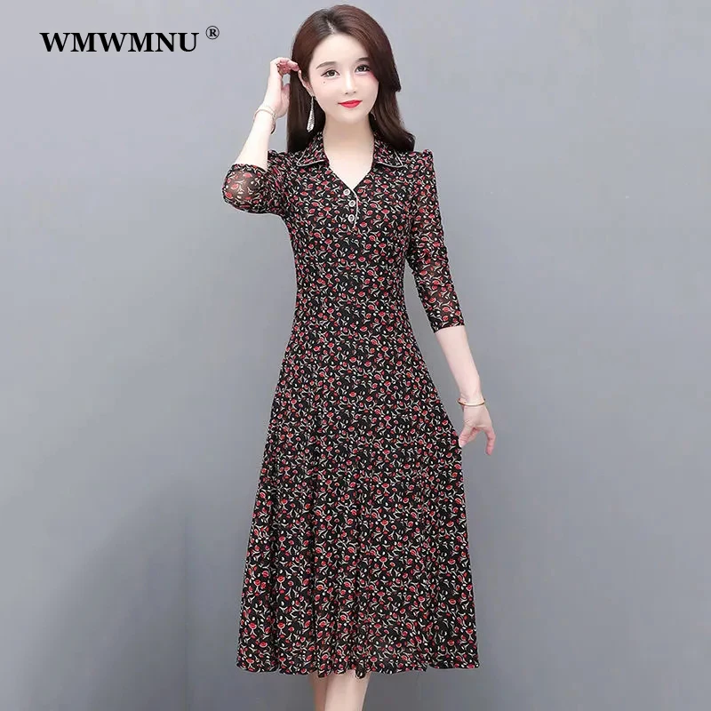 Plus Size 5Xl 4Xl Casual Midi Floral Dress Women Vintage Lapel Long Sleeve Dress Fashion Thin Print Dresses Vestidos De Mujer 
Plus Size 5Xl 4Xl Casual Midi Floral Dress Women Vintage Lapel Long Sleeve Dress Fashion Thin Print Dresses Vestidos De Mujer