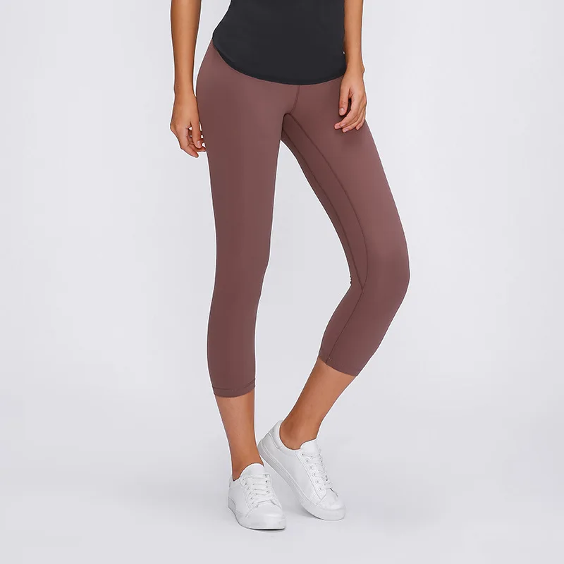 

Women Hip-lifting Fitness Quick-drying Stretch Run Cropped Leggings Double-sided Sanding Sport Leggings 2023 Spring Summer Wear