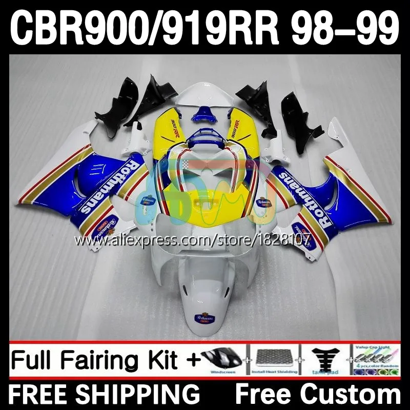 

Fairings For HONDA CBR 919RR 900RR 919 CBR900 CBR919 RR Rothmans Blue 98-99 32No.9 900CC CBR900RR 98 99 CBR919RR 1998 1999 Body