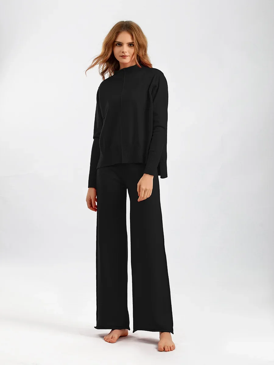 Knitted Sweater Two-piece Set for Women's Autumn and Winter 2023 New Loose Casual Wide Leg Pants Set with A Mesh Red Temperament
Knitted Sweater Two-piece Set for Women's Autumn and Winter 2023 New Loose Casual Wide Leg Pants Set with A Mesh Red Temperament