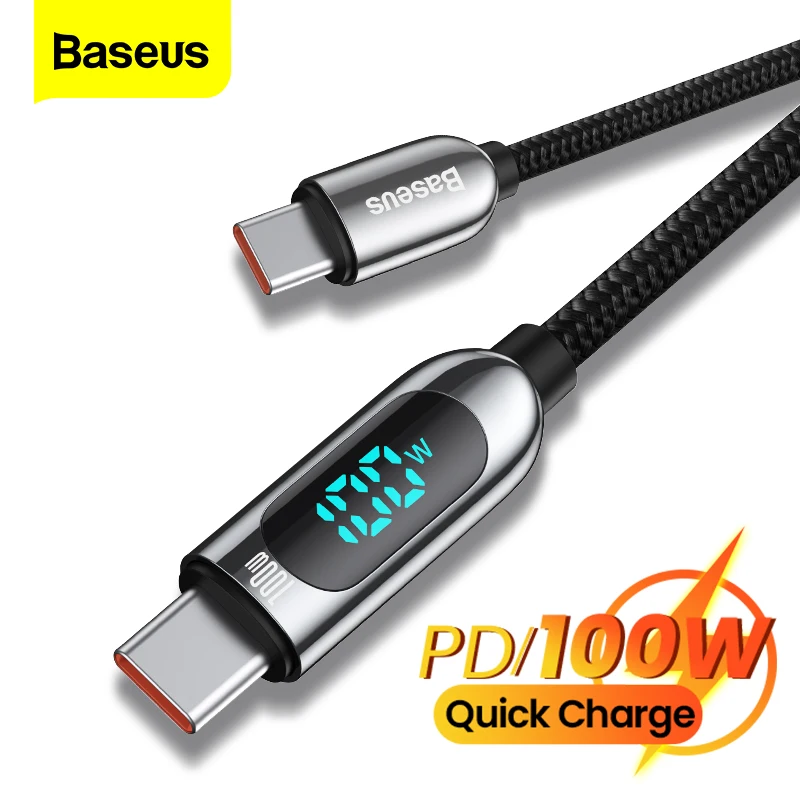 

Baseus 100W USB Type C to USB C Cable PD Fast Charging Wire Cord 5A Quick Charger For MacBook Xiaomi POCO USBC TypeC Data Cable