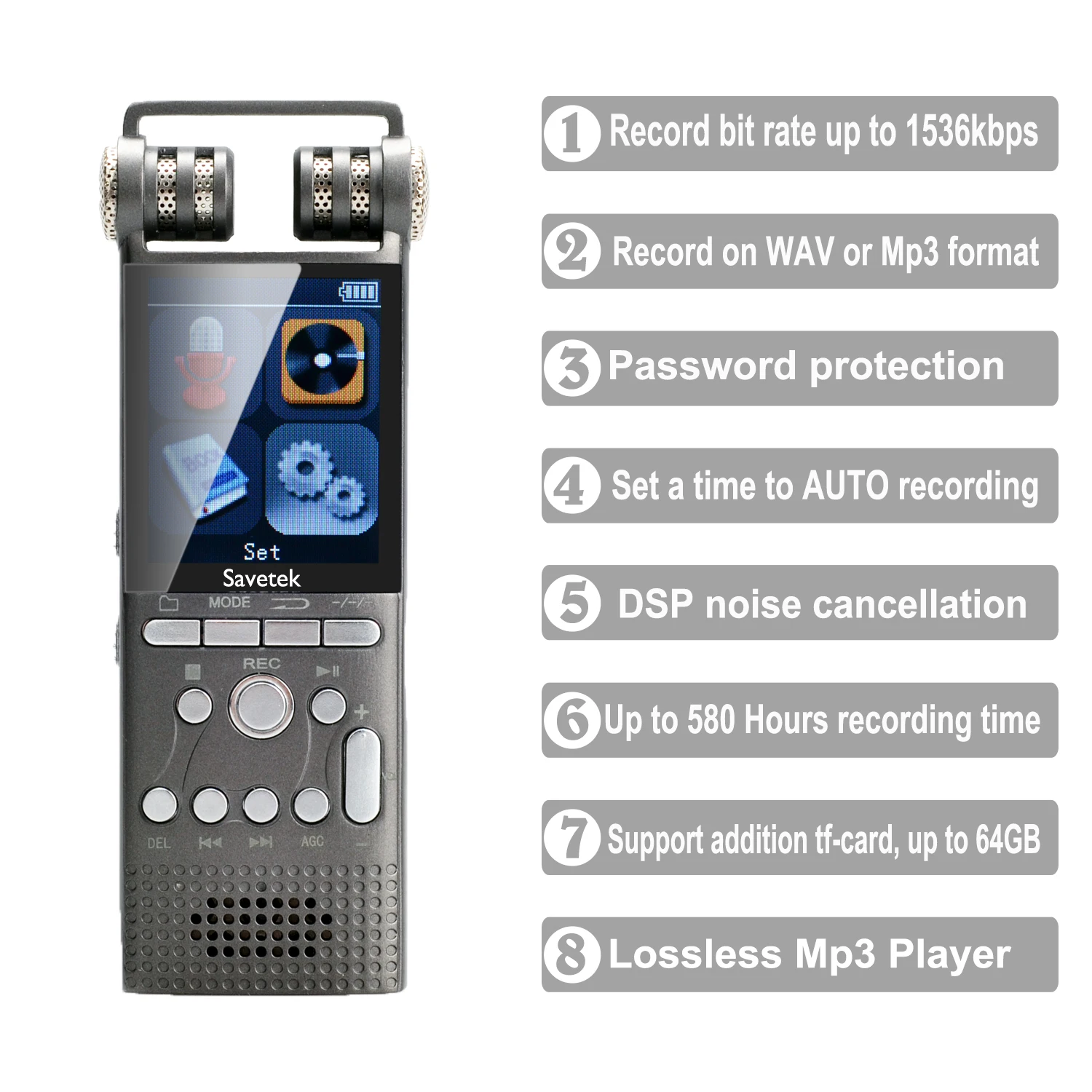 Voice Activated Recorder Digital Audio Recorder 8GB 16GB 32GB USB Pen Hifi Mp3 Recording PCM WAV HD 1536Kbps Noise Cancelling
Voice Activated Recorder Digital Audio Recorder 8GB 16GB 32GB USB Pen Hifi Mp3 Recording PCM WAV HD 1536Kbps Noise Cancelling