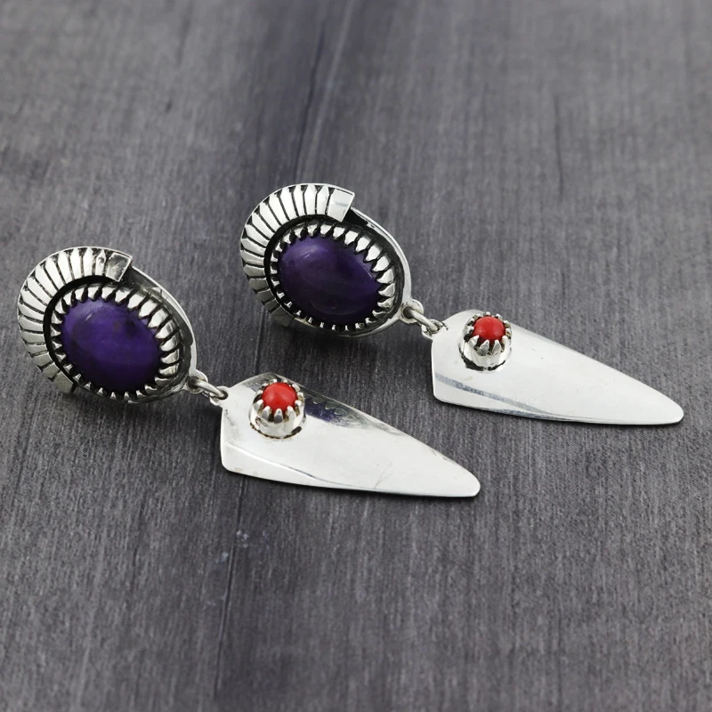 

Bohemian Style Earrings For Women Purple And Orange Triangular Shield Pendant Earring Drops Trendy Beaded Resin Jewelry 04M797