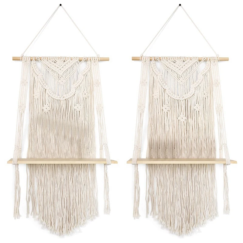 Macrame Wall Hanging Shelves, Decorative Shelf For Plants, Books And Vases - Woven And Handmade Display Storage(2 PCS)
Macrame Wall Hanging Shelves, Decorative Shelf For Plants, Books And Vases - Woven And Handmade Display Storage(2 PCS)