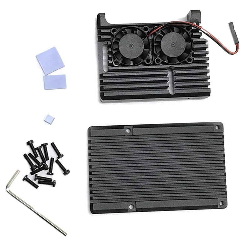 Suitable for Raspberry Pi 4B Metal Case Aluminum Alloy Case Aluminum Dual Fan Cooling Vest
Suitable for Raspberry Pi 4B Metal Case Aluminum Alloy Case Aluminum Dual Fan Cooling Vest