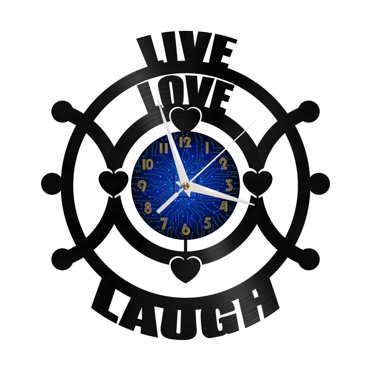 

Live Love Laugh Vinyl Wall Clock, Vinyl Record LED Clock Wall Art Black 12 Inch for Living Room Bedroom