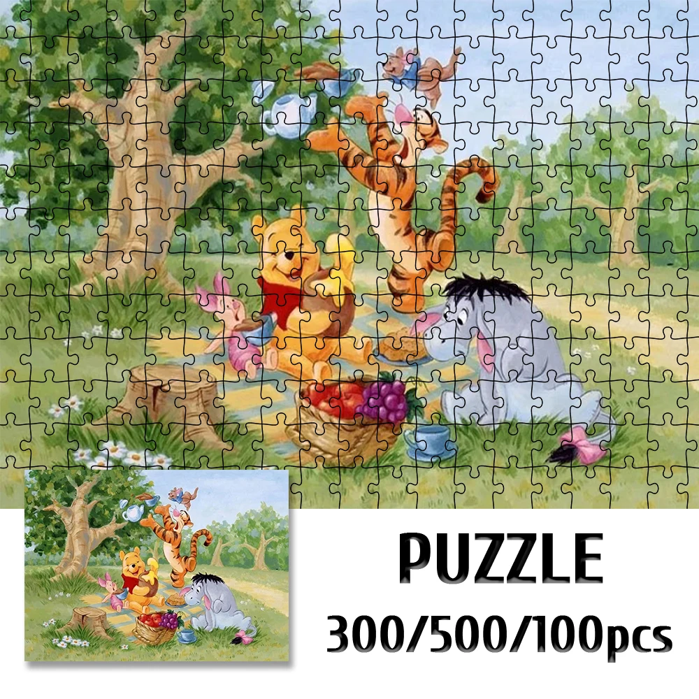 

Winnie The Pooh Tangram Puzzle Disney Jigsaw Puzzle Piglet Winnie Tigger Eeyore Puzzle Educational Toys 300/500/1000 Pieces Gift