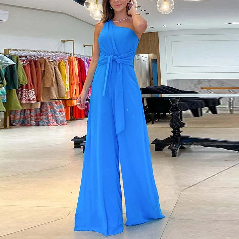 Commute High Waist Workpant One Piece For Women Elegant Tie-up Slash Neck Jumpsuit Solid Summer Off Shoulder Party Outfits 2023
Commute High Waist Workpant One Piece For Women Elegant Tie-up Slash Neck Jumpsuit Solid Summer Off Shoulder Party Outfits 2023