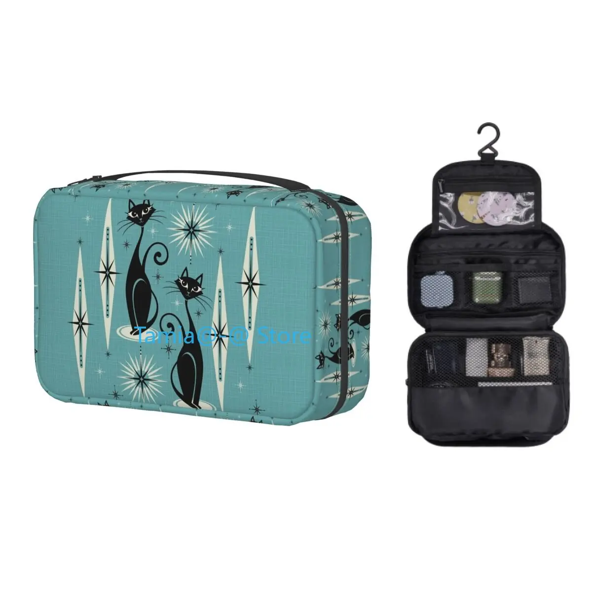 Black Cat Travel Cosmetic Bag Mid Century Kitty Meow On Blue Large Scale Makeup Toiletry Organizer Beauty Storage Dopp Kit
Black Cat Travel Cosmetic Bag Mid Century Kitty Meow On Blue Large Scale Makeup Toiletry Organizer Beauty Storage Dopp Kit