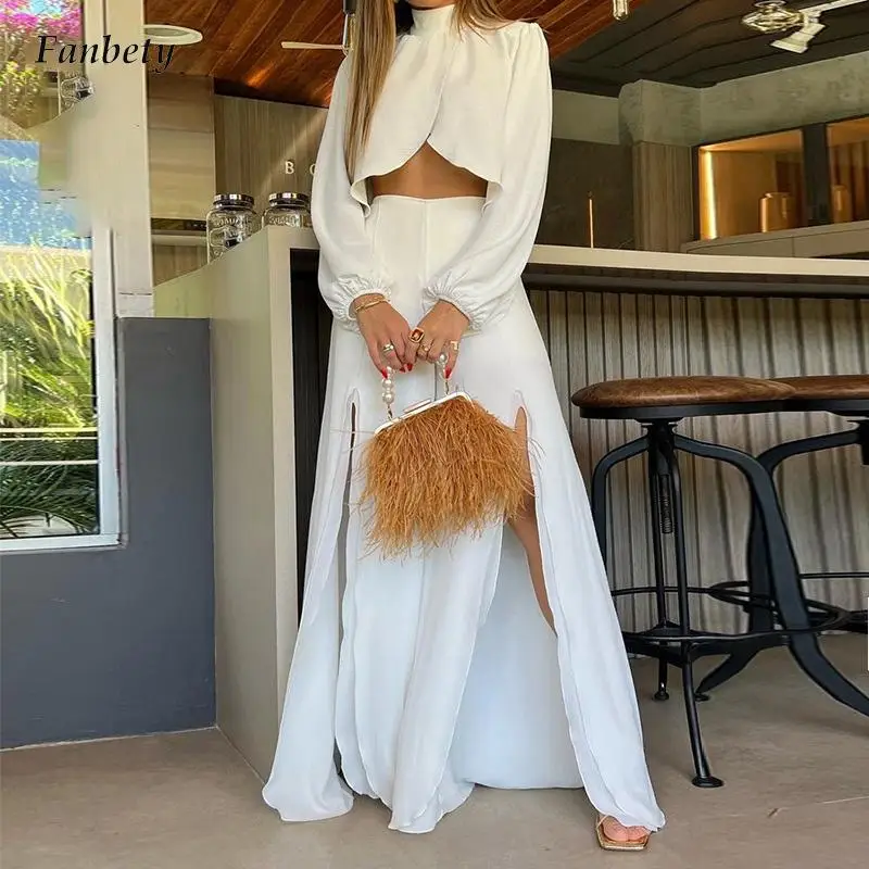 Fashion Turtleneck Crop Tops and Slit Long Skirts Outfits Autumn Casual Long Sleeve Solid Suits Spring Women Elegant Loose Sets
Fashion Turtleneck Crop Tops and Slit Long Skirts Outfits Autumn Casual Long Sleeve Solid Suits Spring Women Elegant Loose Sets