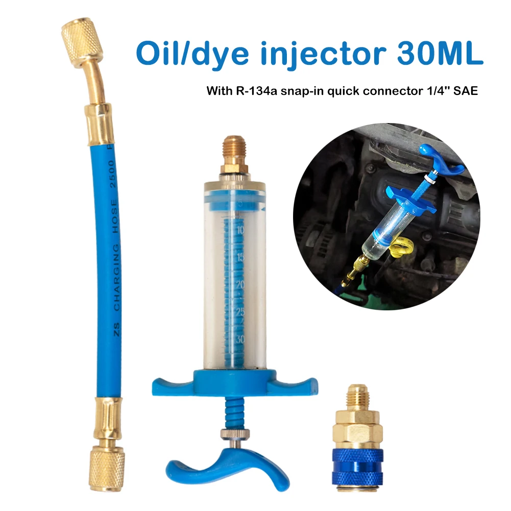 Manual Screw-in Oiler Adapter A/C Oil Injector R134A Refrigerant Oil Dye Injection Tool Quick Connector 1/4" Injector Tool Set
Manual Screw-in Oiler Adapter A/C Oil Injector R134A Refrigerant Oil Dye Injection Tool Quick Connector 1/4" Injector Tool Set