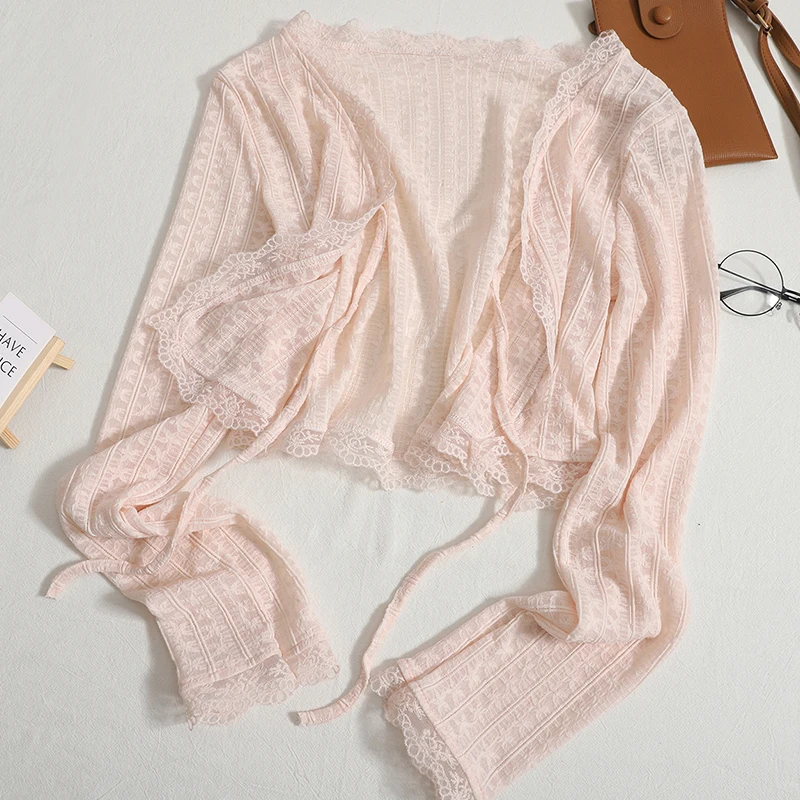 Thin Lace Women Cardigans Outerwear 2022 New Summer Long Sleeve All-Matched Female Cropped Tops Sun Protection
Thin Lace Women Cardigans Outerwear 2022 New Summer Long Sleeve All-Matched Female Cropped Tops Sun Protection