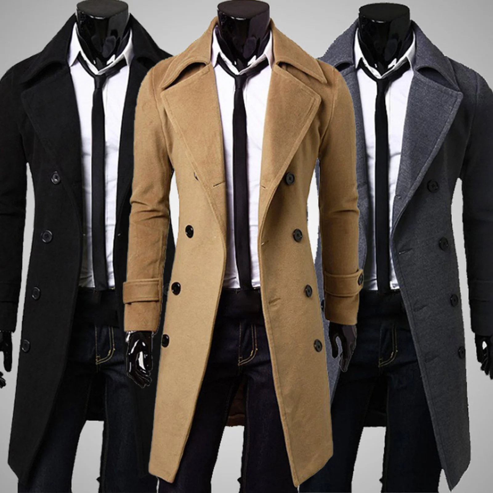 Autumn Winter Long Trench Coat Double-breasted Solid Color Mid-Length Windproof Thick British Slim Jacket gabardina hombre
Autumn Winter Long Trench Coat Double-breasted Solid Color Mid-Length Windproof Thick British Slim Jacket gabardina hombre