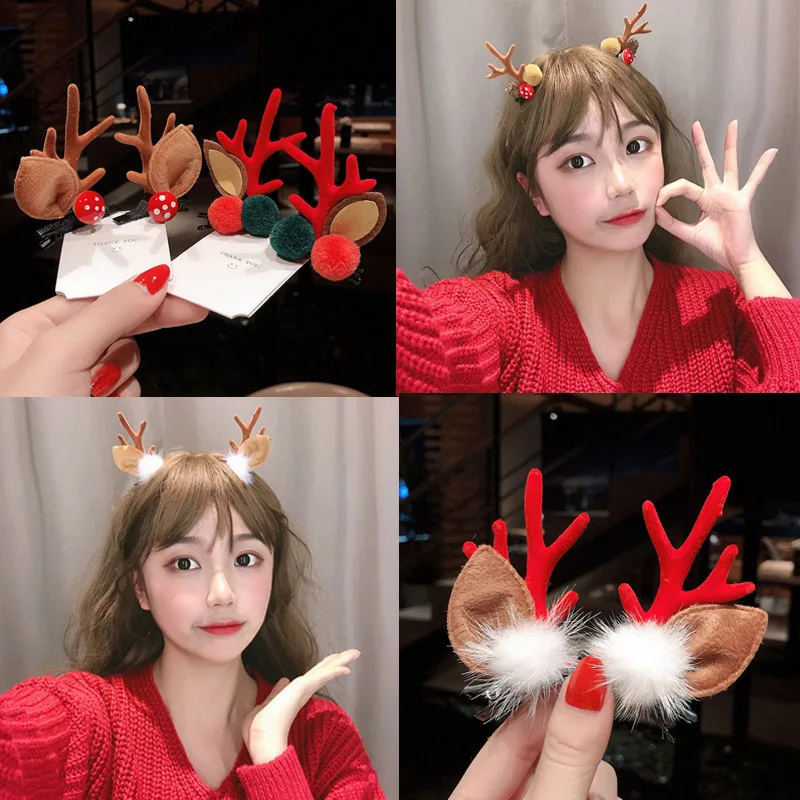 Wholesale Christmas Hairpin Red/brown Fawn Antler Headgear Cute Elk Clip Hairpin Pair Clip Hair Accessories for Girls AFS410
Wholesale Christmas Hairpin Red/brown Fawn Antler Headgear Cute Elk Clip Hairpin Pair Clip Hair Accessories for Girls AFS410