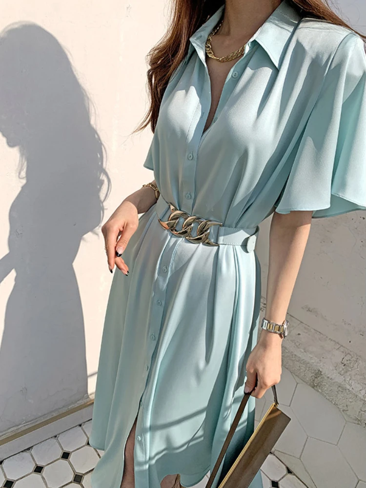 Elegant Office Ladies Black Shirt Dress Women Summer Casual Solid Short Sleeve Midi Vestidos Female Fashion Korean Clothing 2022
Elegant Office Ladies Black Shirt Dress Women Summer Casual Solid Short Sleeve Midi Vestidos Female Fashion Korean Clothing 2022