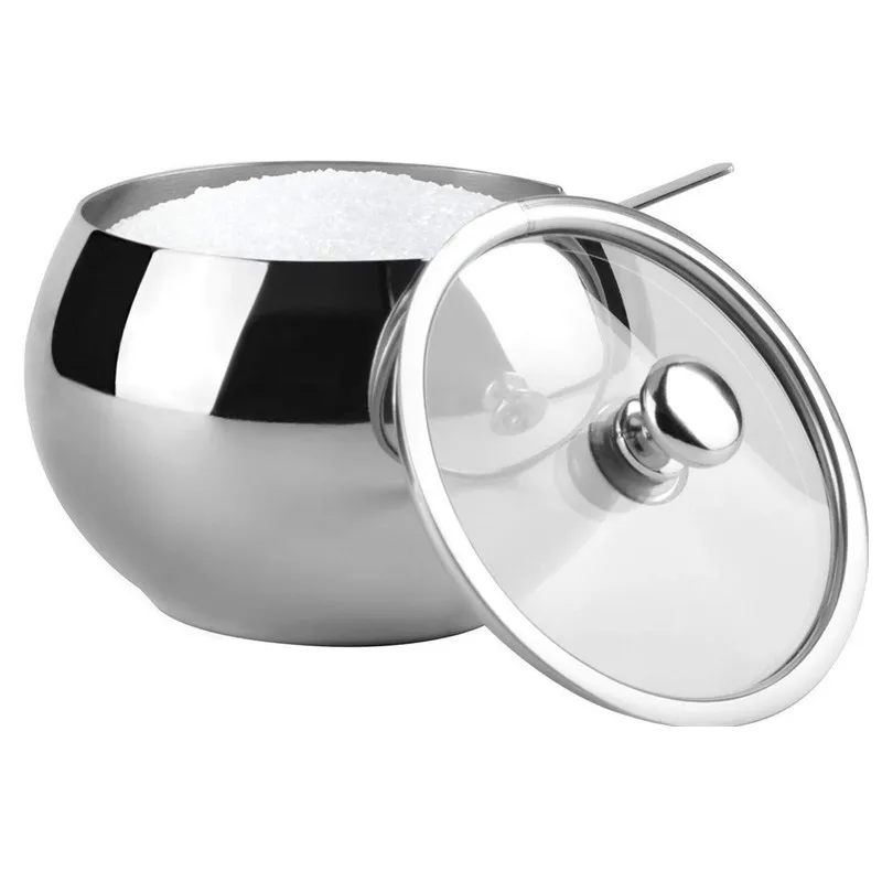 MOM'S HAND Kitchen Seasoning Box Stainless Steel Large Sugar Bowl With Glass Clear Lid and Spoon
MOM'S HAND Kitchen Seasoning Box Stainless Steel Large Sugar Bowl With Glass Clear Lid and Spoon