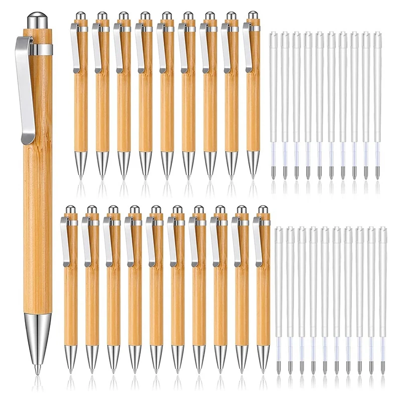 20 Pcs Bamboo Retractable Ballpoint Pen And 20 Pcs Extra Refills, Black Ink 1 Mm Bamboo Pen Retractable Wooden Pens
20 Pcs Bamboo Retractable Ballpoint Pen And 20 Pcs Extra Refills, Black Ink 1 Mm Bamboo Pen Retractable Wooden Pens