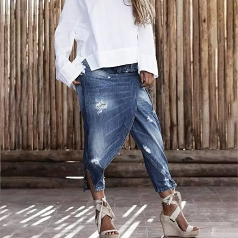 2021 New Fashion Capri pantsRipped Boyfriend Jeans for Women Fashion Low Waist Fake Two Layers Jeans Plus Size 5XL Pantalones
2021 New Fashion Capri pantsRipped Boyfriend Jeans for Women Fashion Low Waist Fake Two Layers Jeans Plus Size 5XL Pantalones